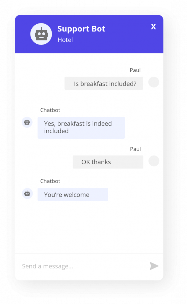 Live chatbot for hotels