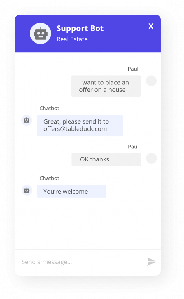 Live chatbot for real estate